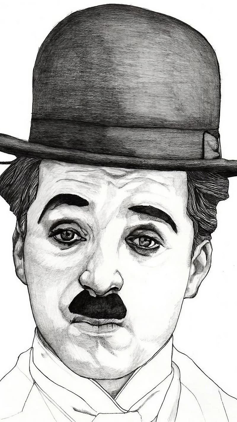 800x1422 Pencil Drawing, Charlie Chaplin, comedian, art work, HD phone wallpaper