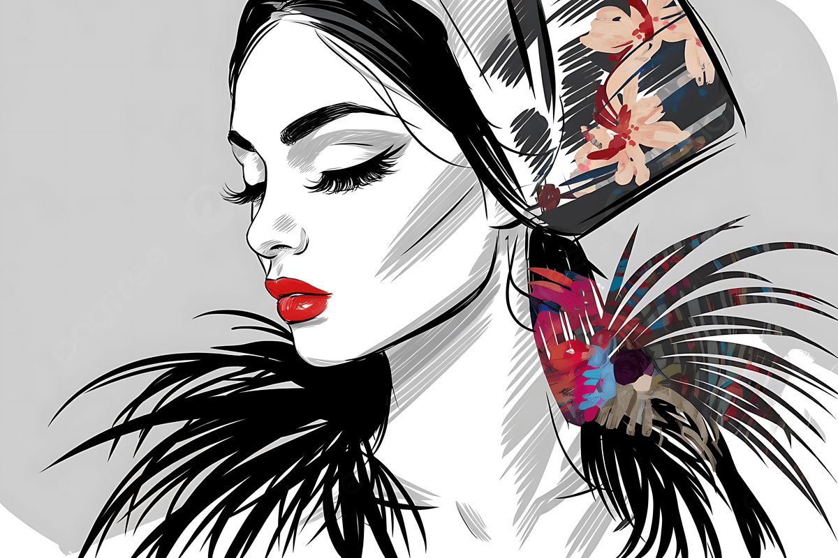 1200x800 Detailed Black And White Drawing Of Female Face In Side Profile, Female Portrait, Fashion Sketch, Digital Painting Background Image And Wallpaper for Free Download