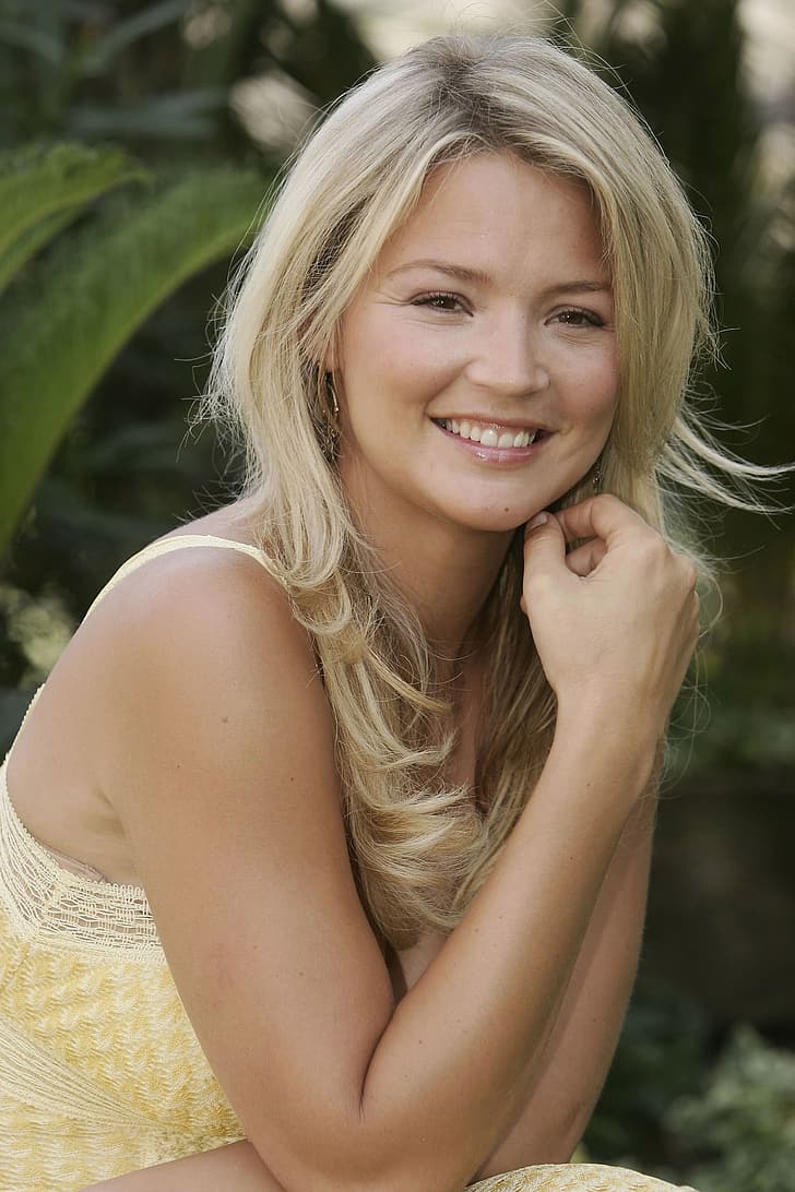 728x1092 480x800px. free download. HD wallpaper: Virginie Efira, actress, blonde, smiling, touching face, yellow tops