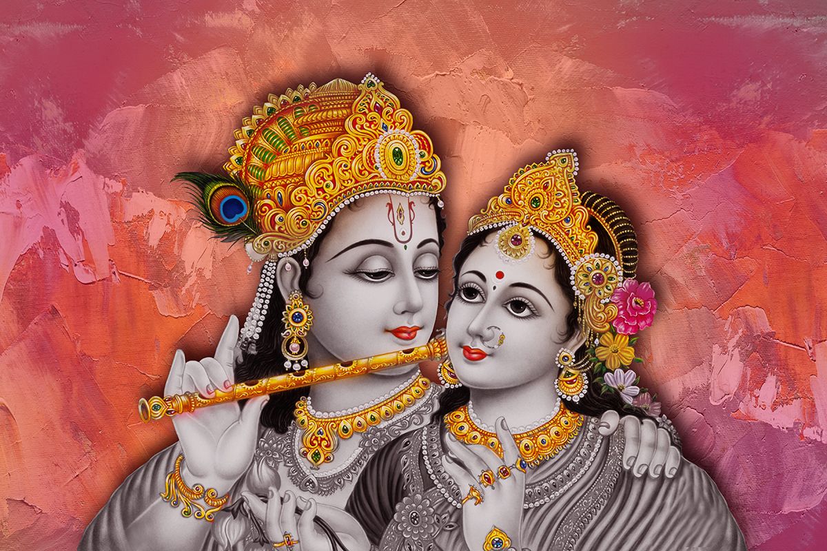 1200x800 Beautiful Radha Rani and Krishna Mural Wallpaper®