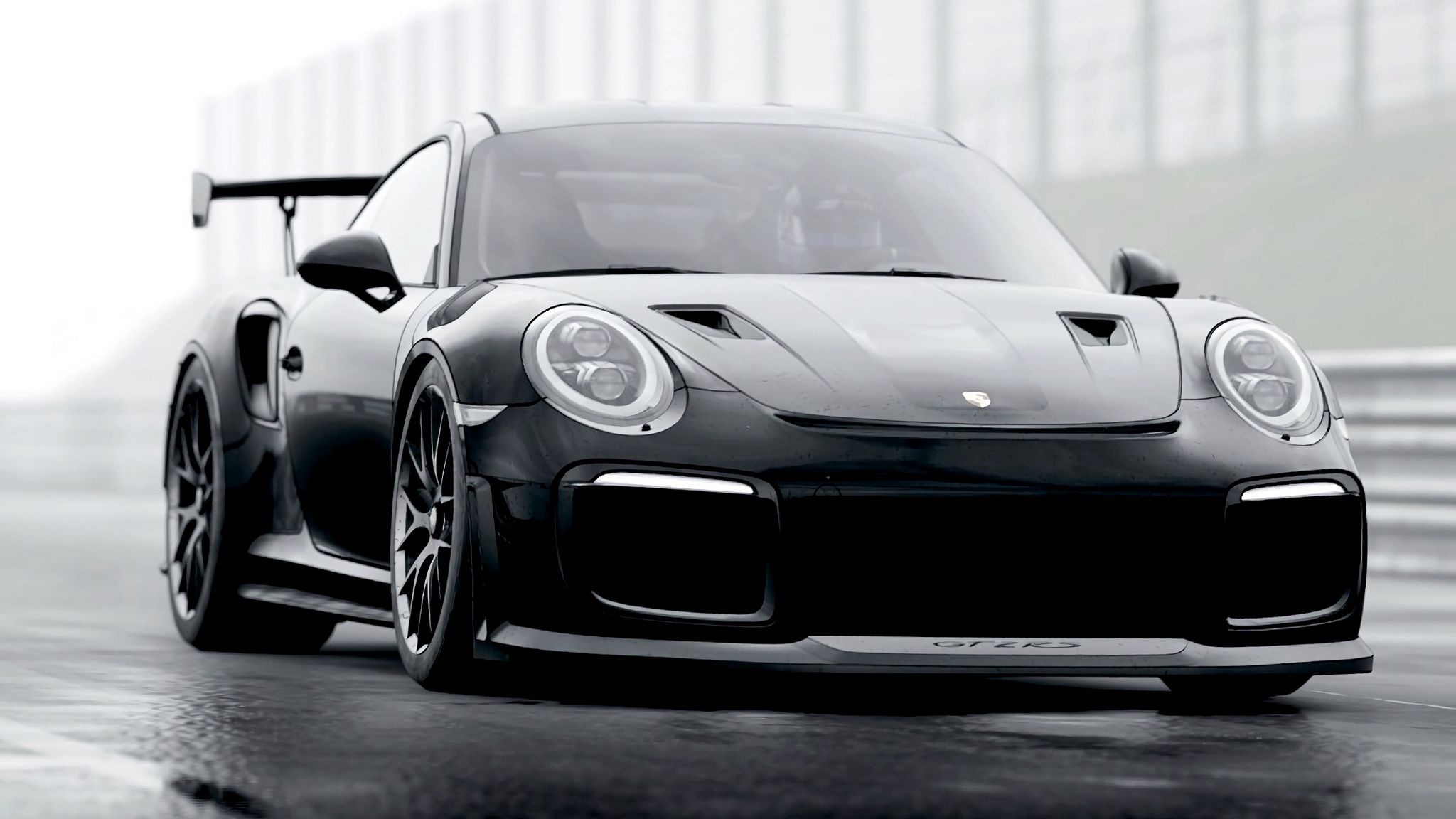 2048x1152 Download wallpaper 2048x1152 porsche, sports car, supercar, black, racing ultrawide monitor HD background