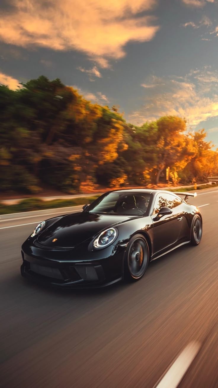 736x1308 Motivational Quotes for Success. Black sports car on highway at sunset, Cars wallpaper porsche, Porsche