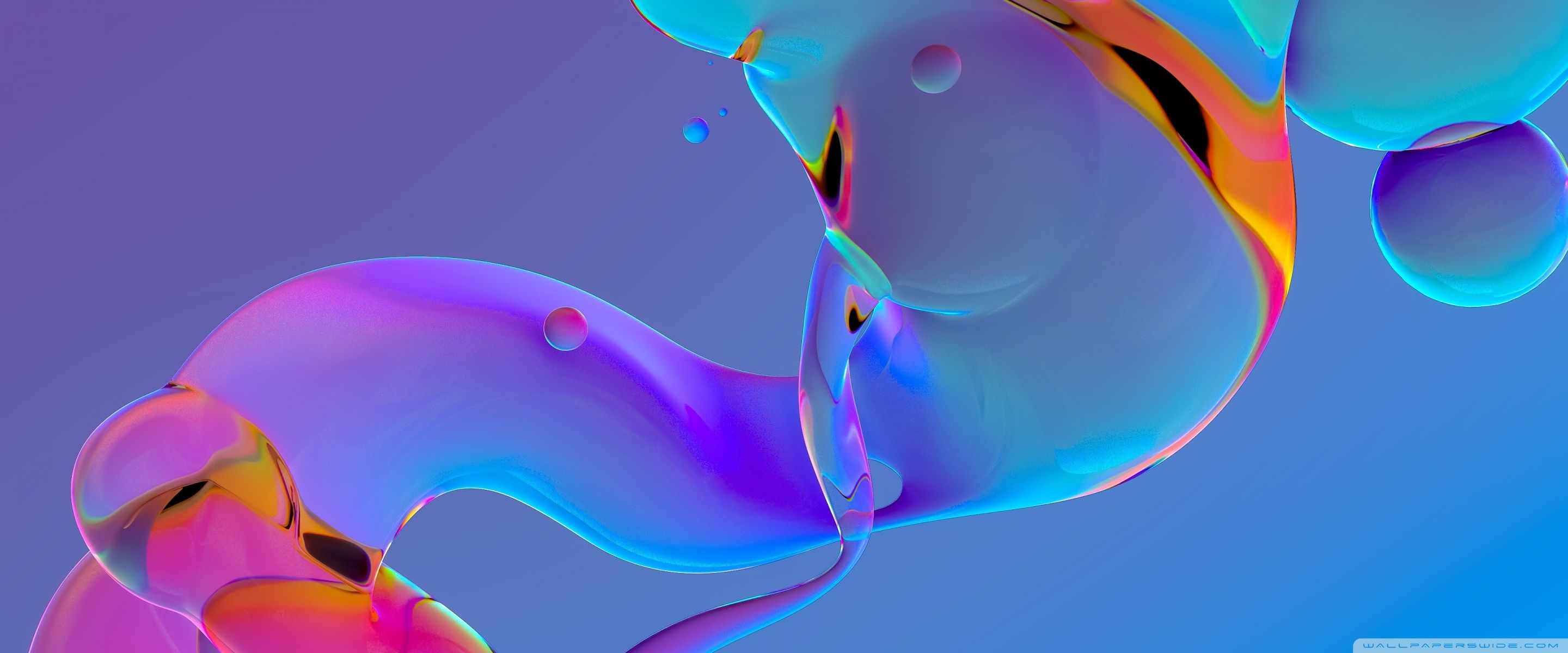 2880x1200 Abstract Liquid Glass Shapes in Vivid Gradient Colors 4K UHD Wallpaper for UltraHD Desktop and TV : Widescreen and UltraWide Display : Dual Monitor