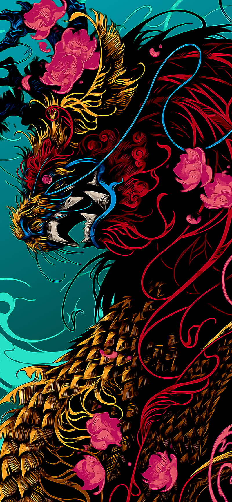 800x1731 Dragon, vivid colors, artwork, HD phone wallpaper