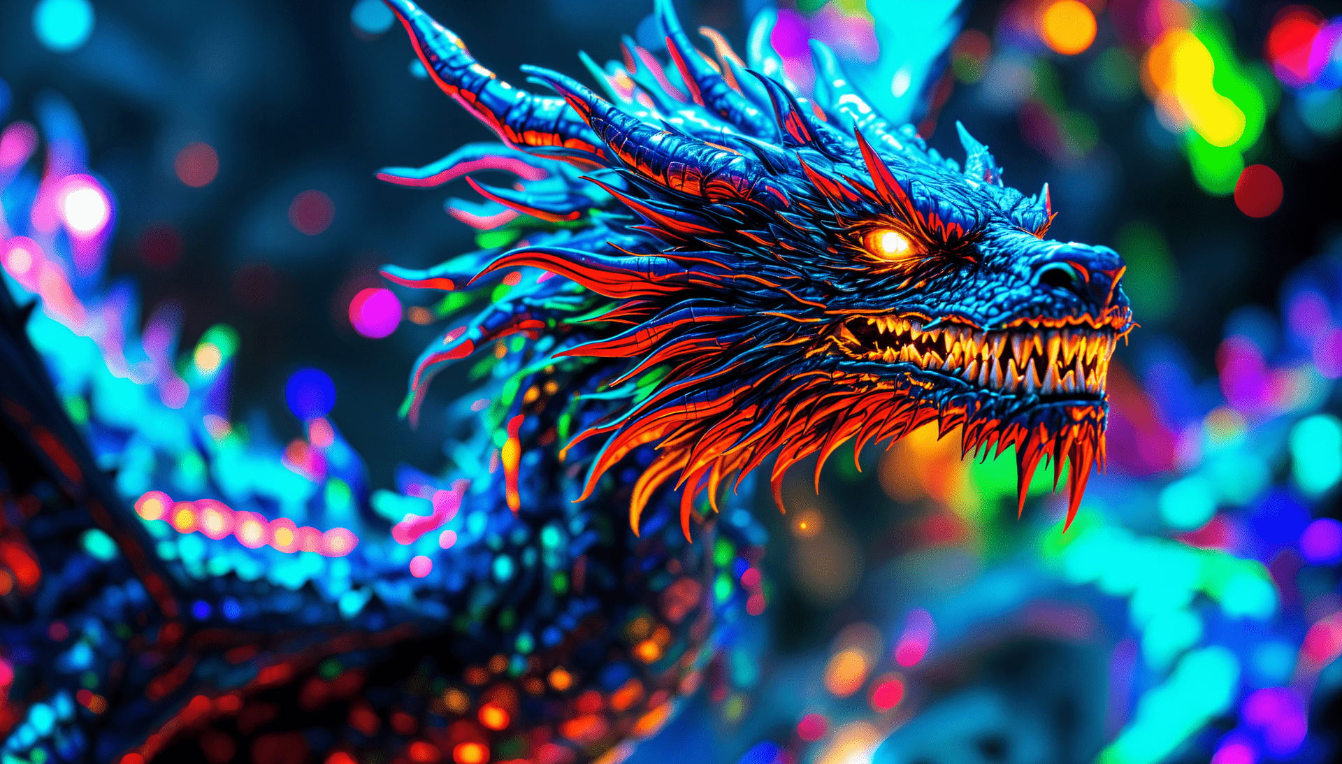 1920x1093 4K Ultra HD Neon Dragon Wallpaper