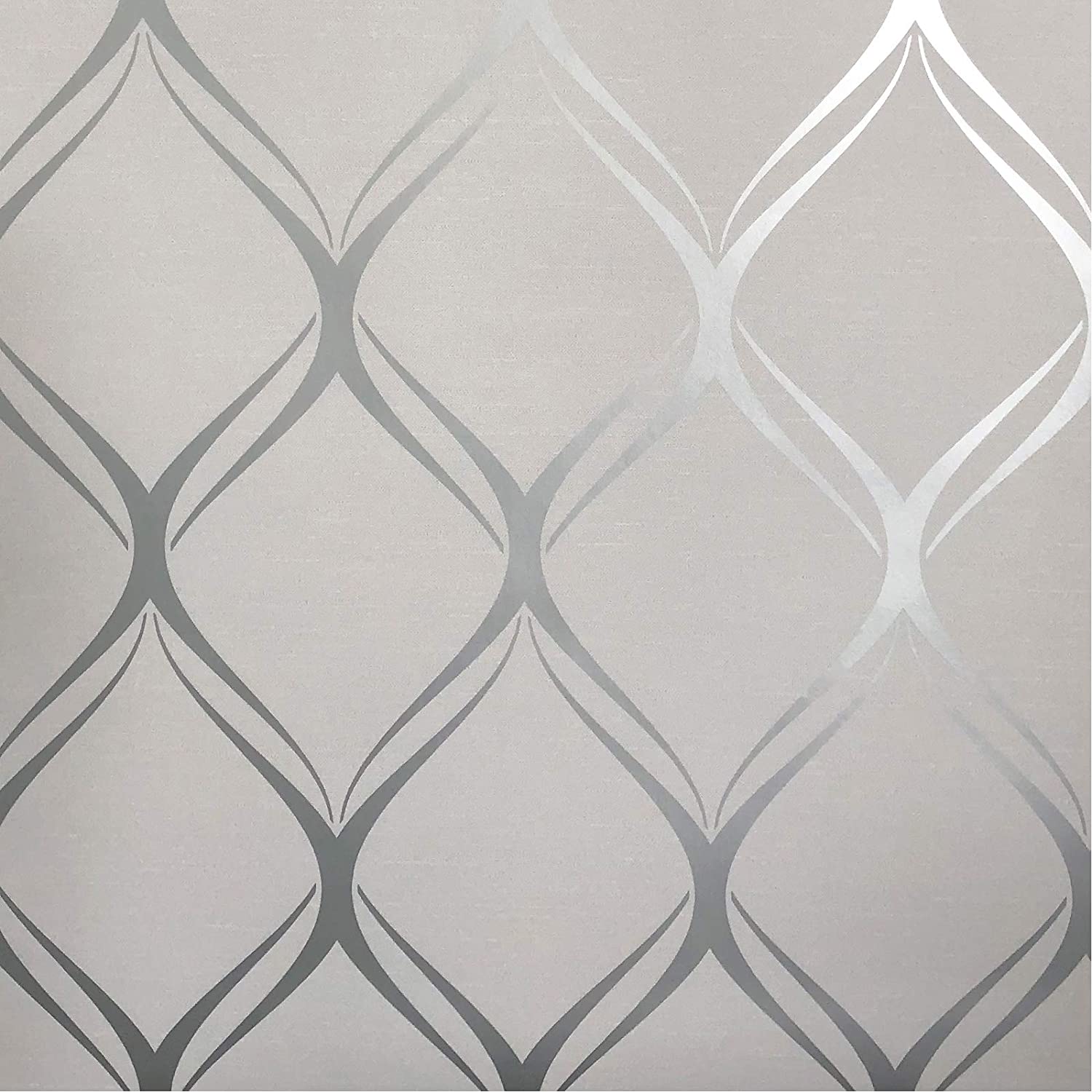 1500x1500 Clifton Wave Geometric Wallpaper Grey / Silver World of Wallpaper WOW41961