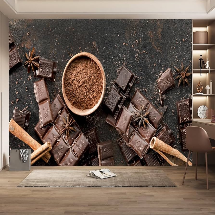 894x894 HXQCDH Coffee Chocolate Mural Wallpaper, Cinnamon Star Anise 3D Mural, Peel and Stick Wallpaper Mural Wall Decor, for Bedroom Living Room Tv Background Room Decor, 78.7 W x 55.2 H