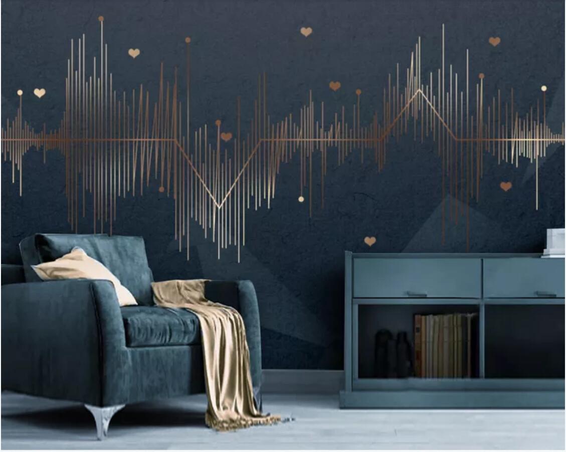 1129x901 3D Abstract Geometric Gold Curve Mural Photo Wallpaper Wall Art Decorative Wall Paper Rolls Customize Sound Wave Wallpaper. Wallpaper