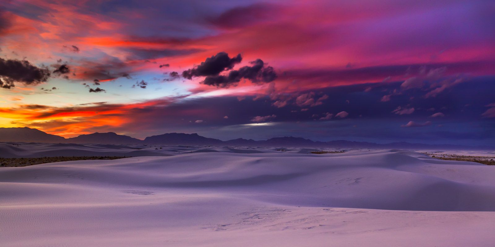 1600x800 Deep Sunset Colors Above Dunes White Sands Natl Park Photo. Fine Art Prints By Joseph C. Filer