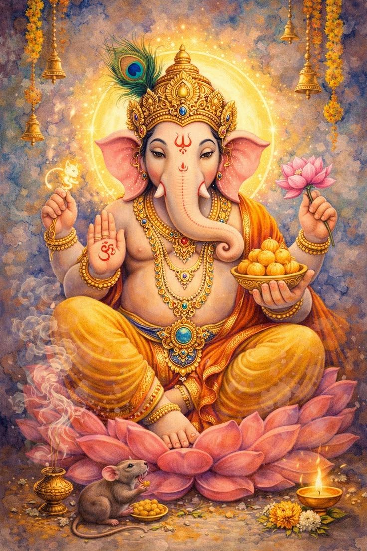 736x1104 พระพิฆเนศวร. Ganesha painting with lotus flower, Paintings of lord ganesha, Green ganesha wallpaper
