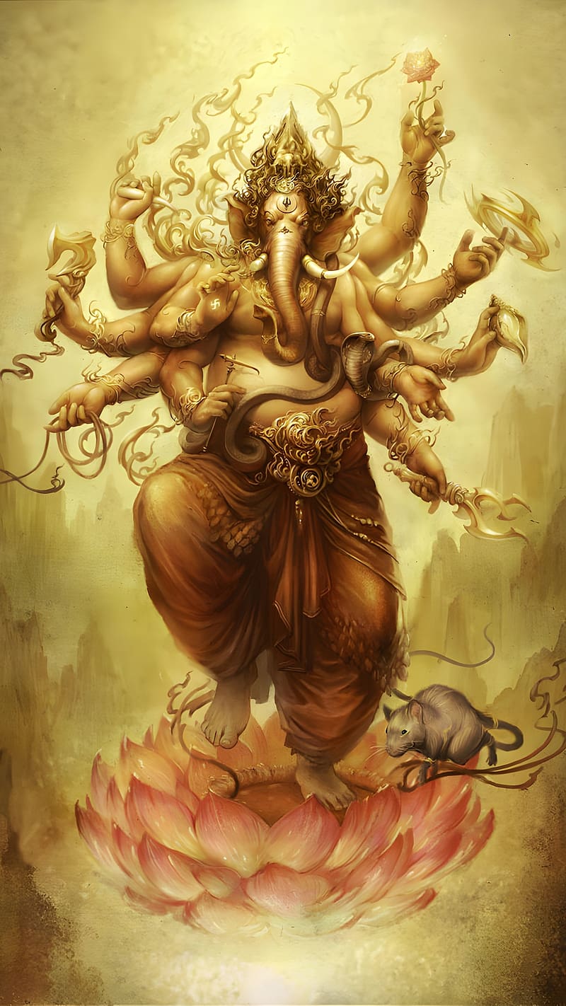 800x1422 God Ganesh, Standing On Lotus, creative art, lord, god, HD phone wallpaper
