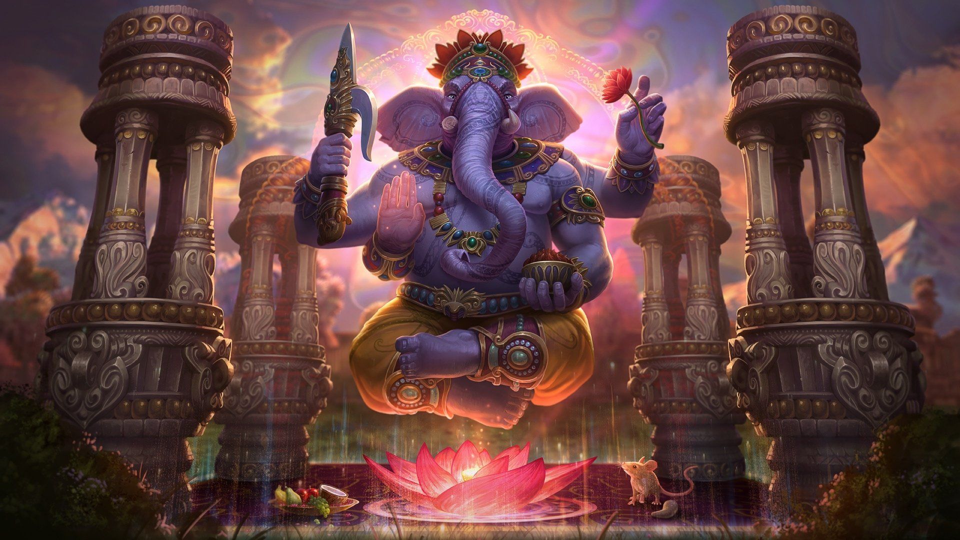 1920x1080 Ganesha Victory Lotus HD Wallpaper