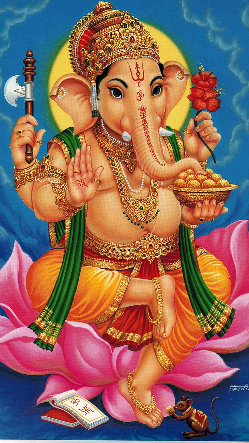 800x1422 Ganesh Ganpati, On Lotus, HD phone wallpaper