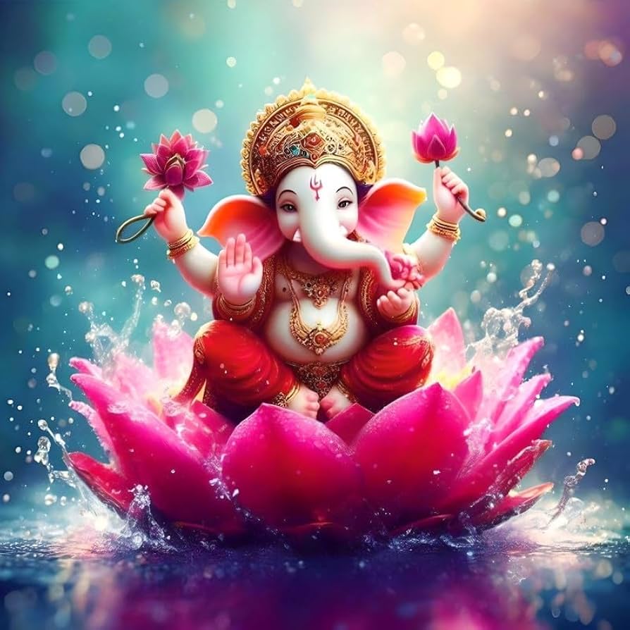 894x894 Ycrafts Lord Lotus Ganesh Home Decorative Gift Item Frameless Painting Acrylic Photo Frame, Wall Mount Frameless Square Poster Frame For Anniversary, Birthday, Special Moment (Size: 11x11 inch) : Amazon.in: Home & Kitchen