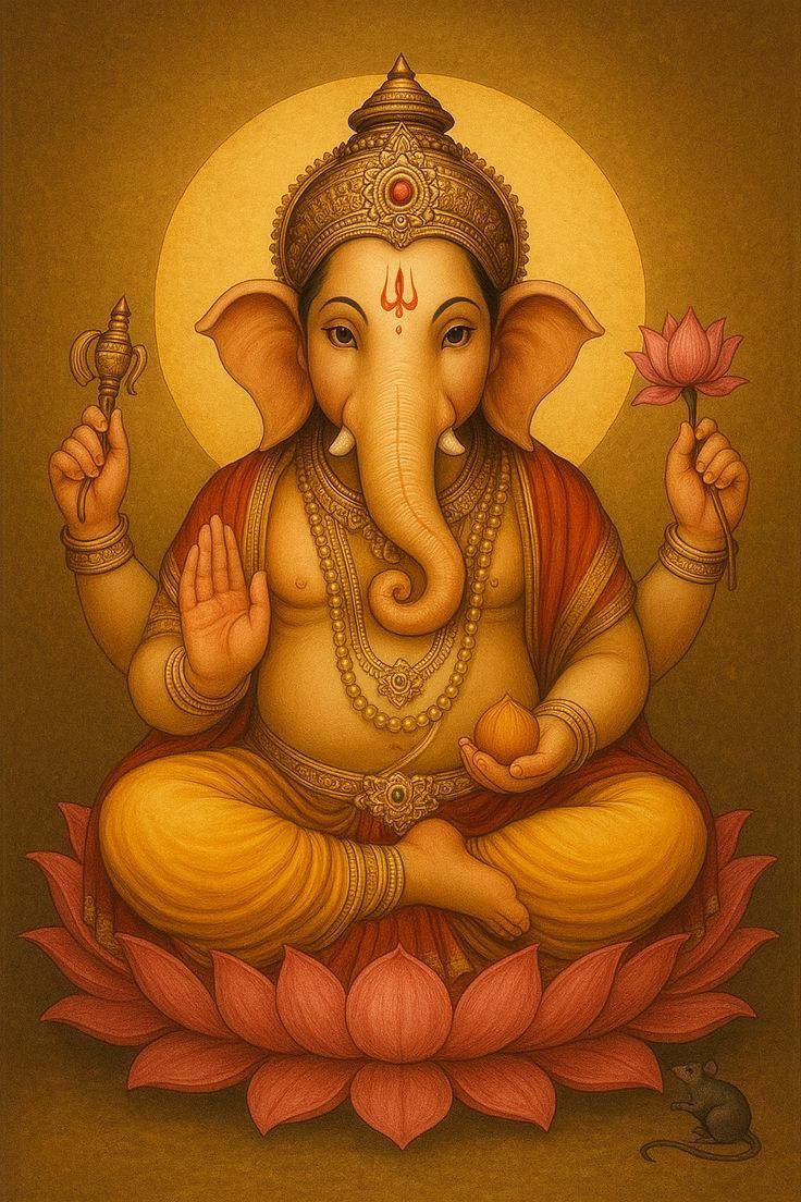 736x1104 Lord ganesha with lotus drawing painting. Lord murugan HD wallpaper 4k, Ganesha art illustration, Indian traditional paintings