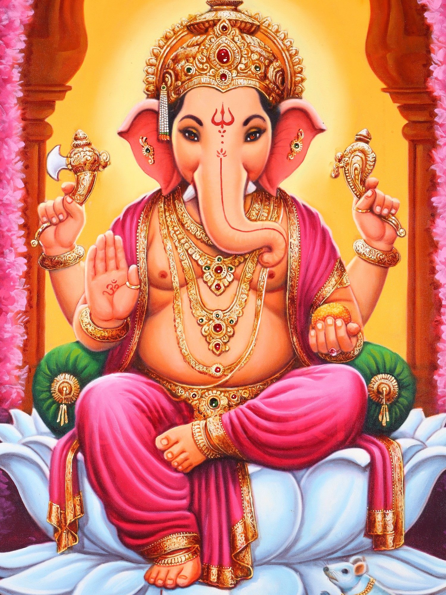 1500x2000 Blessing Lord Ganesha Seated on White Lotus