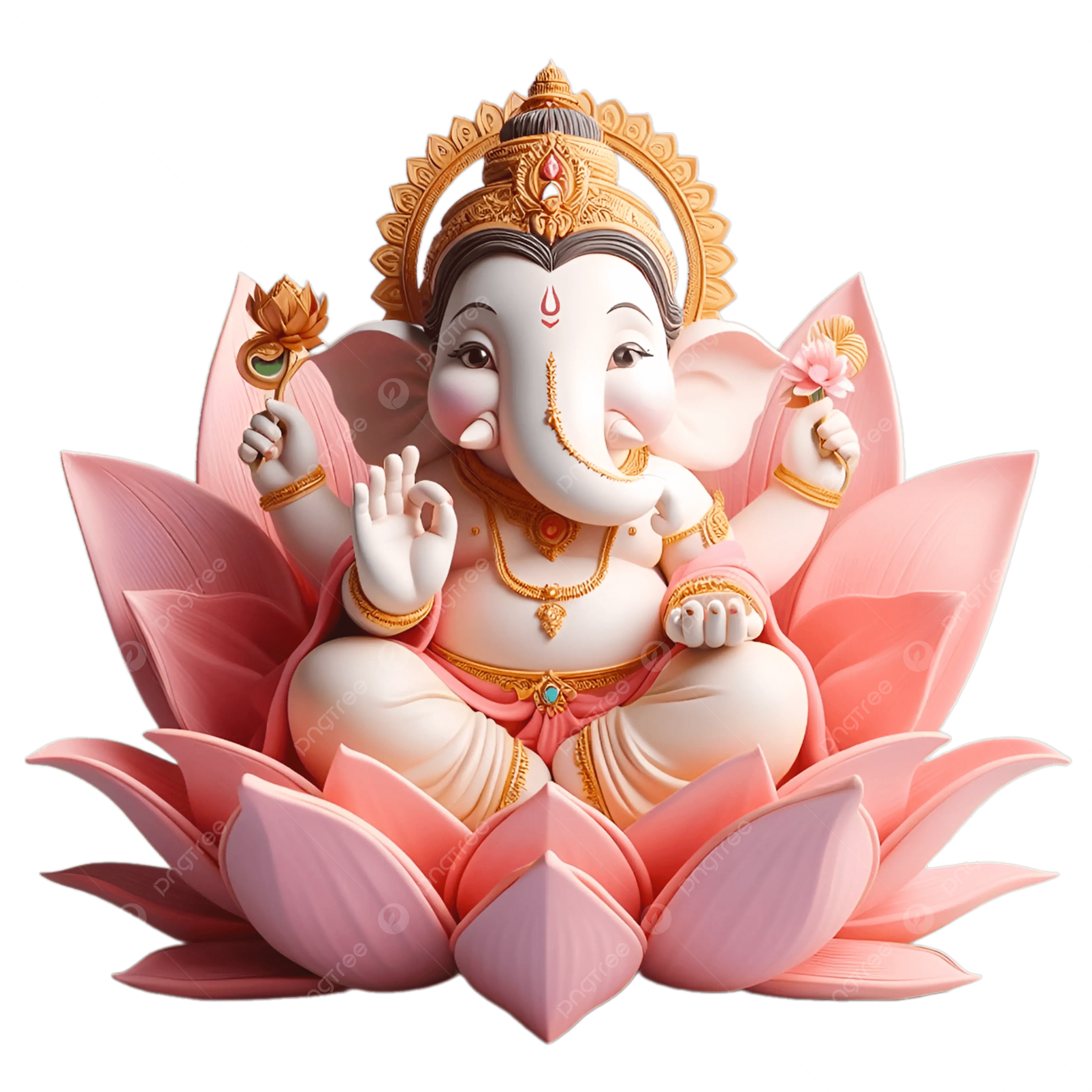 2500x2500 Lord Ganesh On Lotus Flower 3D Vector, Ganeshji, Ganpati Ji, King Designs PNG Transparent Image and Clipart for Free Download