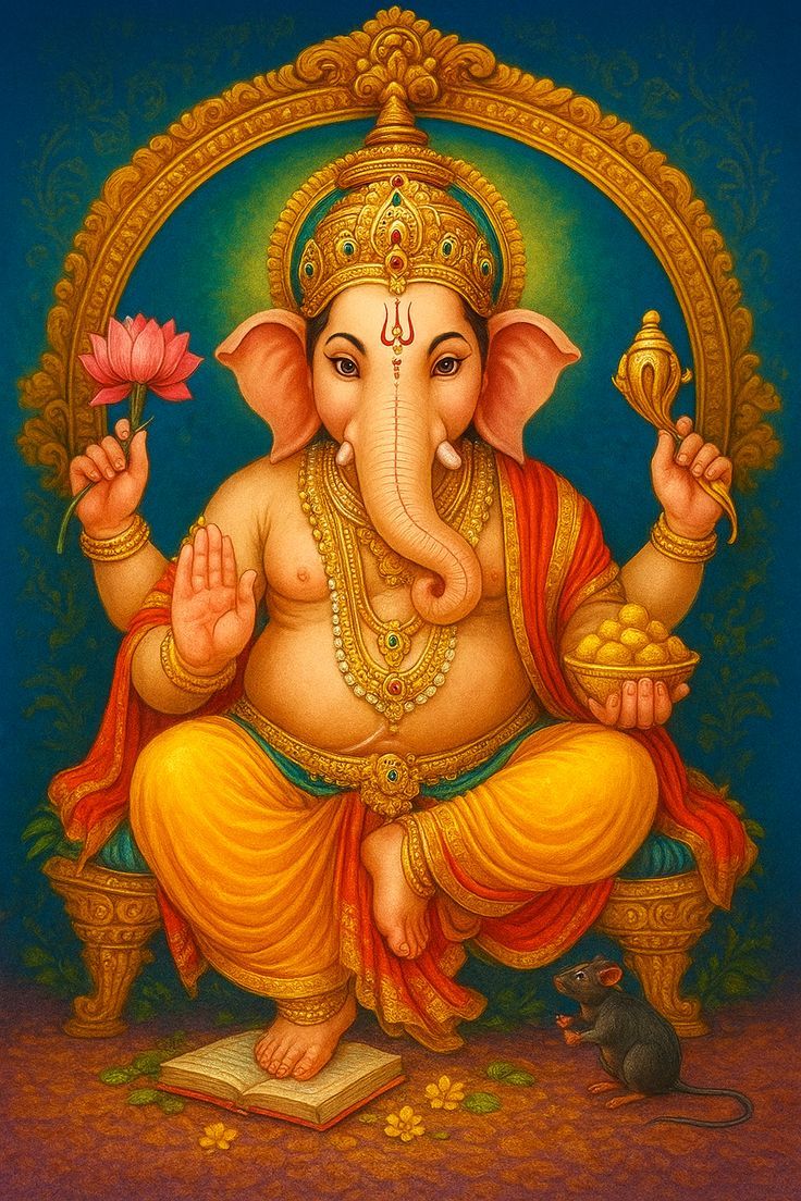 736x1104 Lord ganesha with lotus. Lord ganesha with flowers, Lord ganesha and lotus painting, Ganesh wallpaper