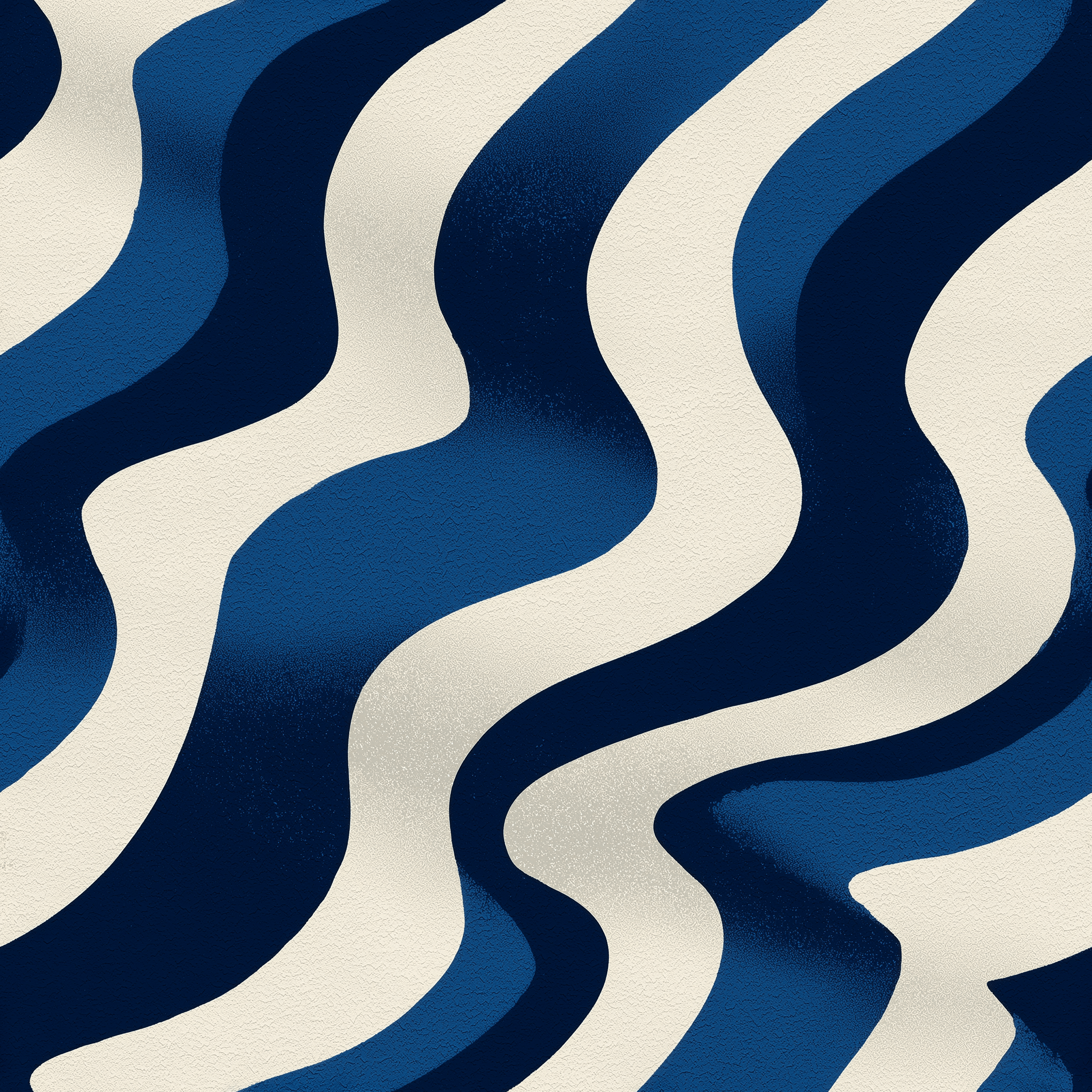 2048x2048 Abstract Wavy Stripe Wallpaper Pattern Navy Blue and Off White Retro Flowing Shapes Peel & Stick Vinyl / 28W x 156H