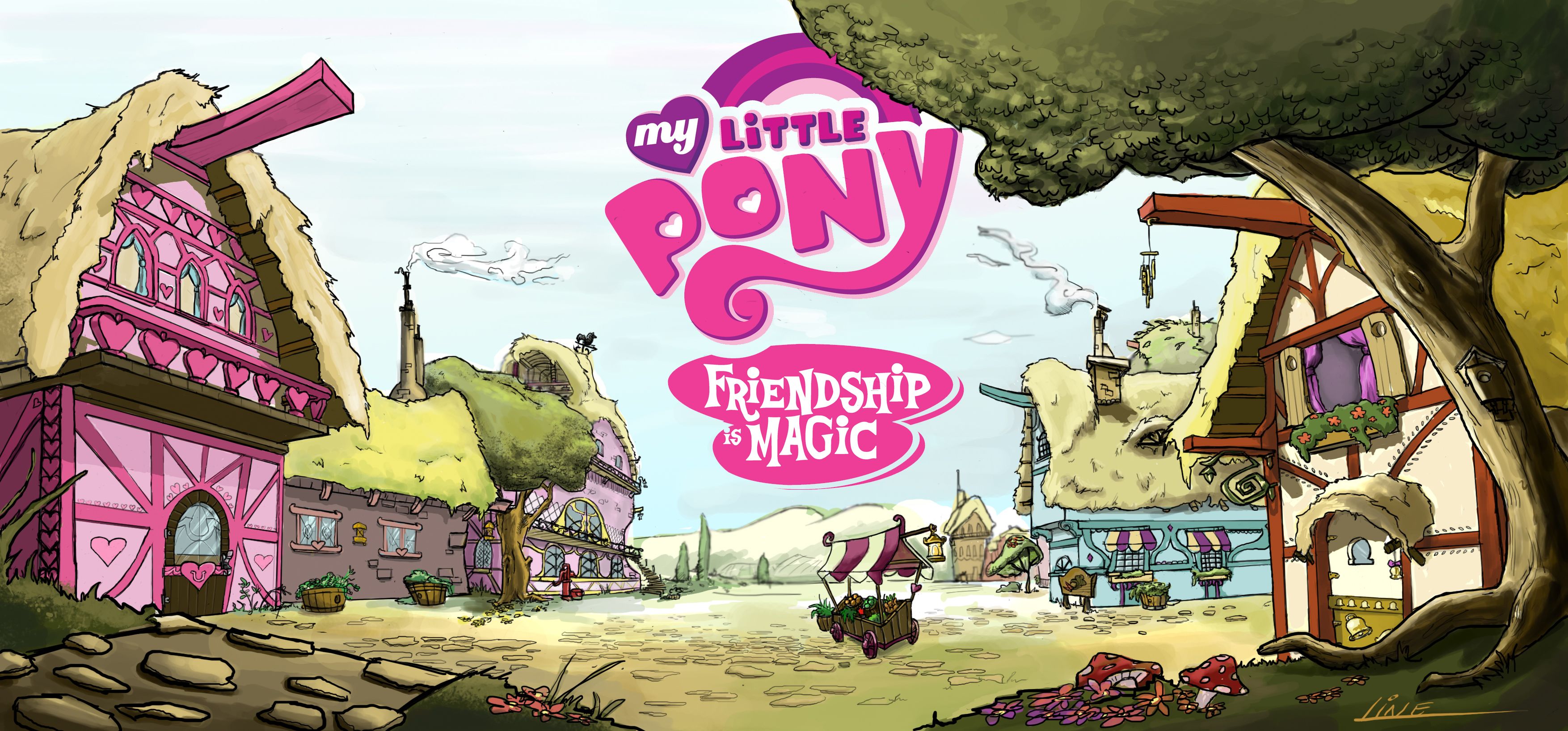 3508x1636 Ponyville Wallpaper by Bering. My Little Pony wallpaper. My Little Wallpaper are Magic