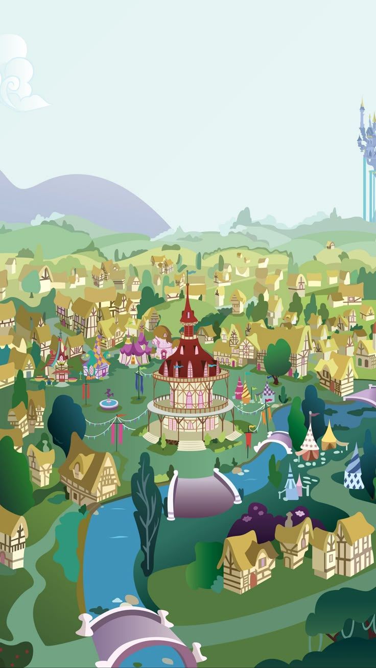 736x1308 Ponyville in Equestria: Home of My Little Pony Characters. Ngựa pony, Twilight sparkle