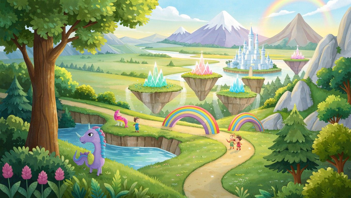 1360x768 Download Magical Adventure Awaits Image, Children, Watercolor