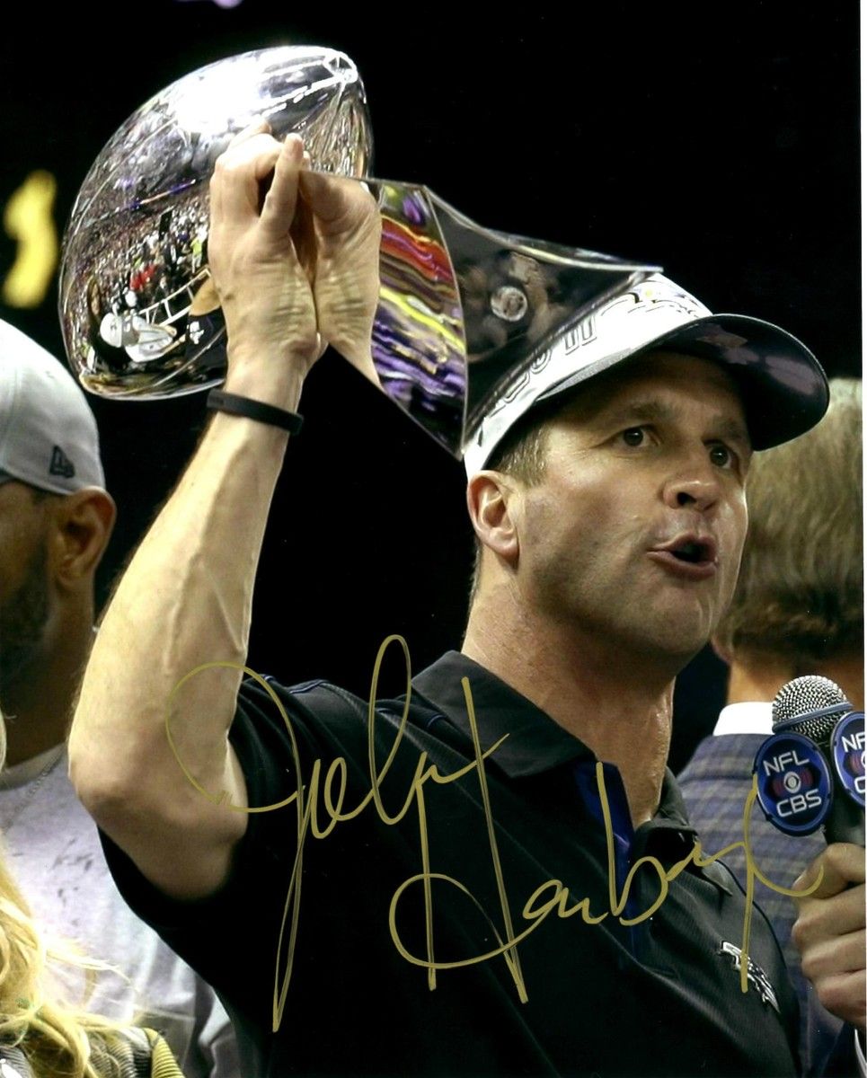 965x1200 John Harbaugh REPRINTED auto signed 8x10 photo Baltimore Ravens Super Bowl 47