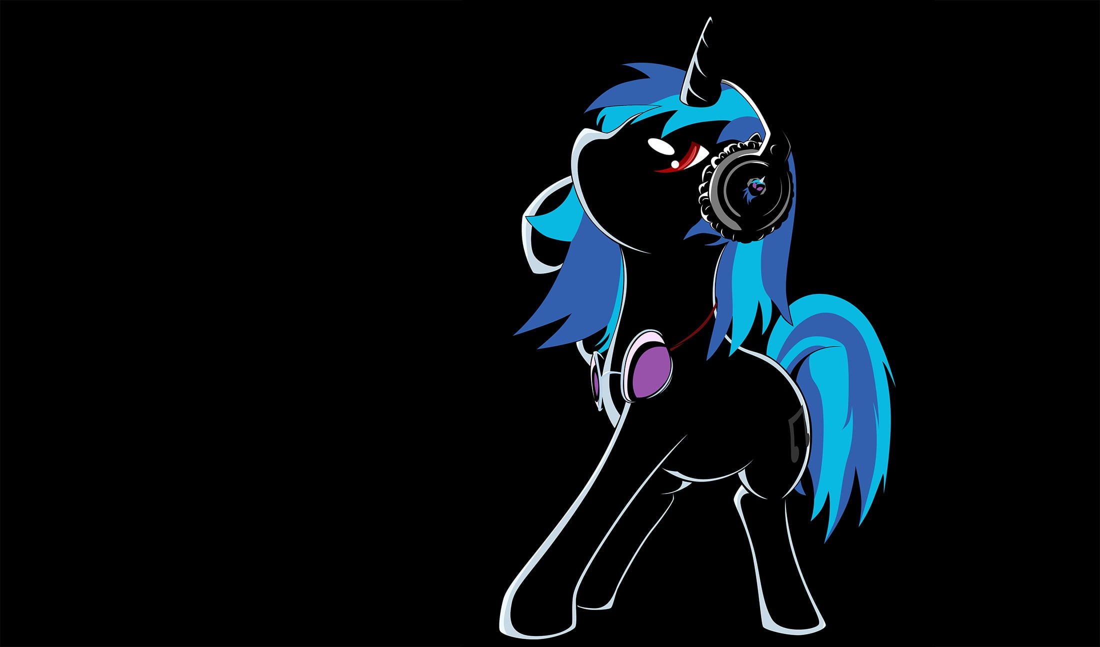 2200x1294 Unicorn with blue hair illustration, My Little Pony, Vinyl Scratch HD wallpaper