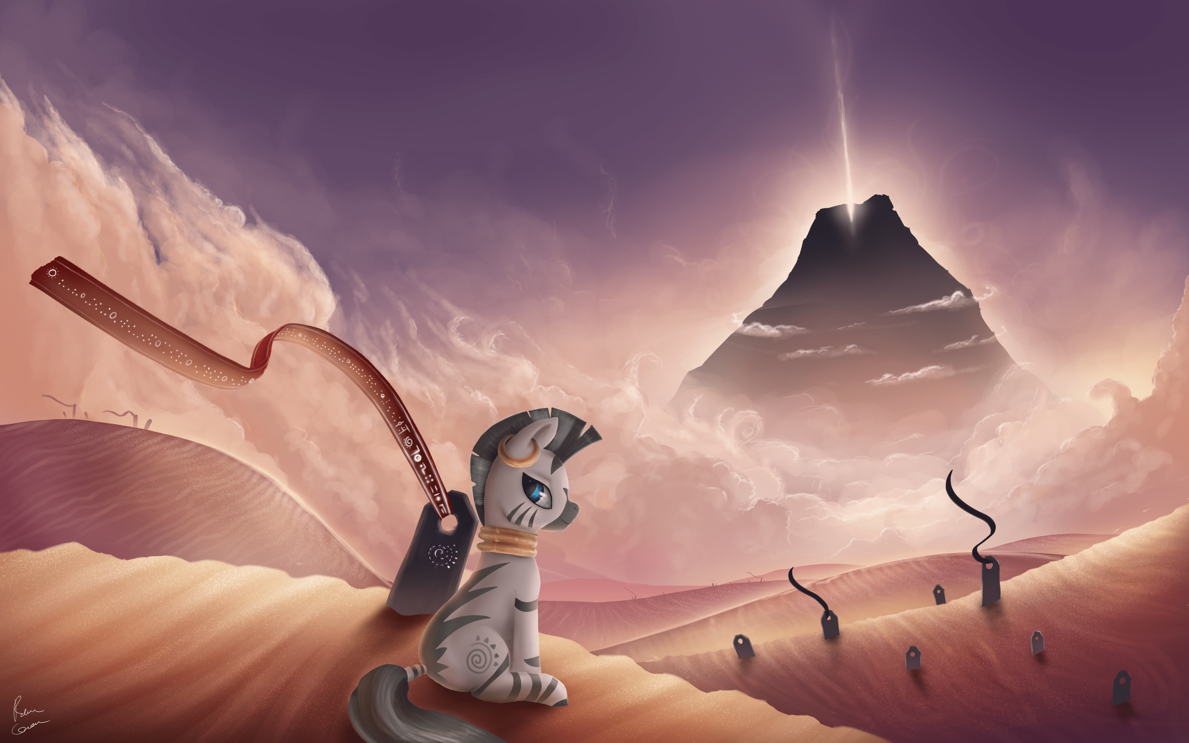 4000x2500 Safe, Artist:rain Gear, Zecora (mlp), Equine, Mammal, Zebra, Feral, Friendship Is Magic, Hasbro, My Little Pony, 8: Braille, Crossover, Desert, Journey, Scenery, Sitting, Solo, Ungulate