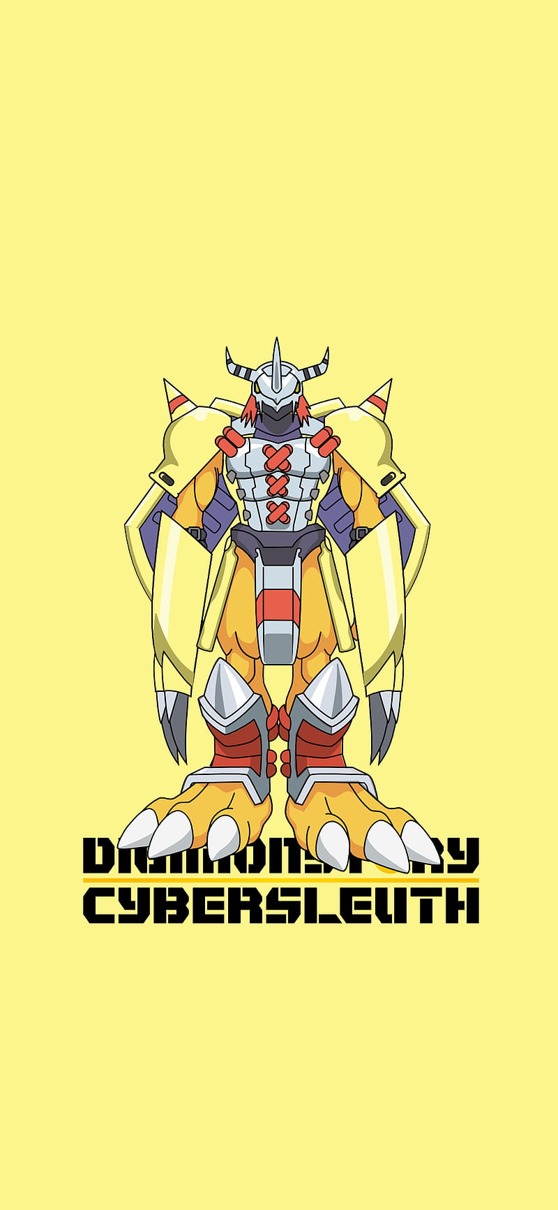 800x1733 Wargreymon, cybersleuth, digimon, yellow, HD phone wallpaper