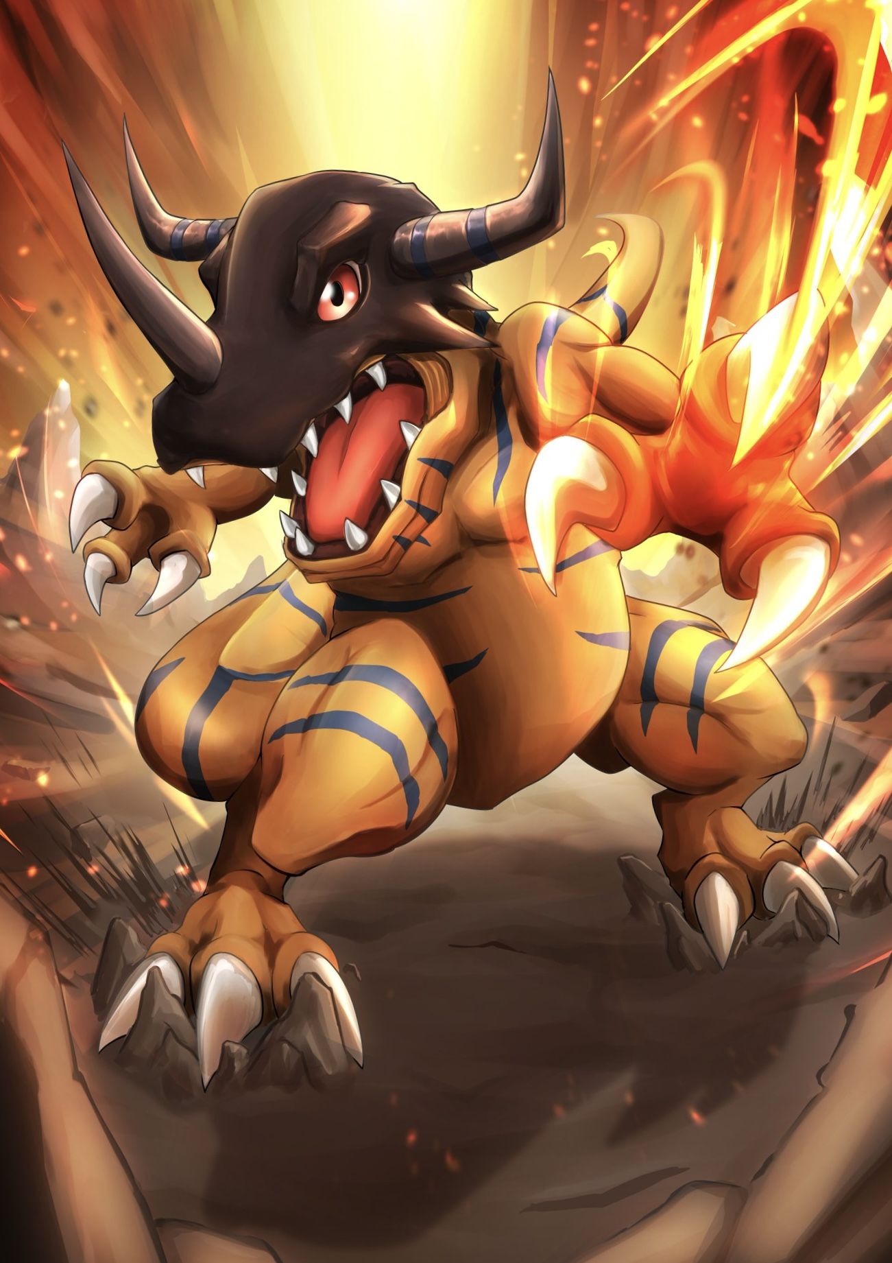 1301x1841 Greymon, Fanart Anime Image Board
