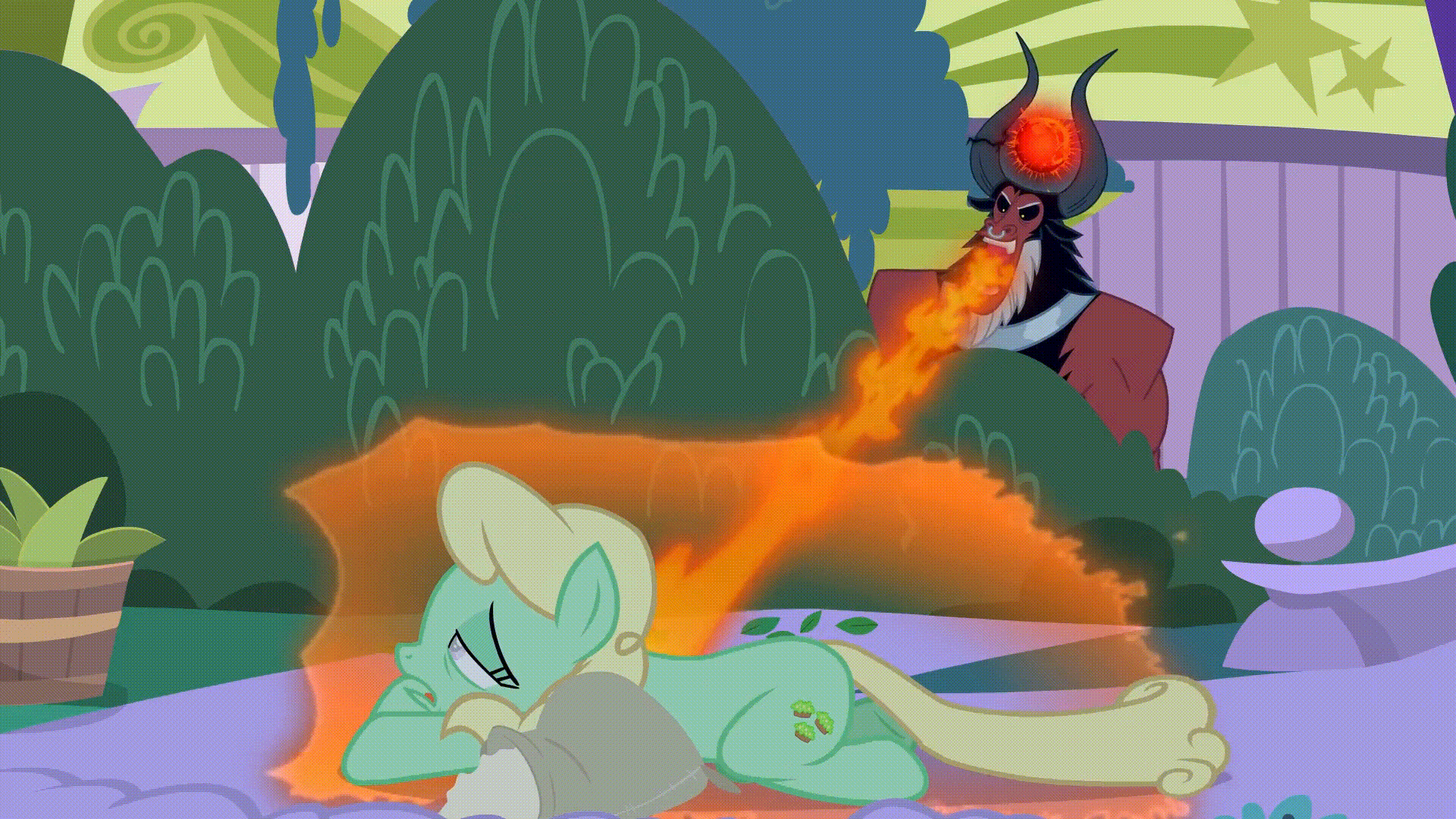 1920x1080 safe, edit, screencap, character:lord tirek, species:earth pony, species:pony, episode:the summer sun setback, g my little pony: friendship is magic, animated, apple family member, apple honey, apple tarty, centaur, female, flour