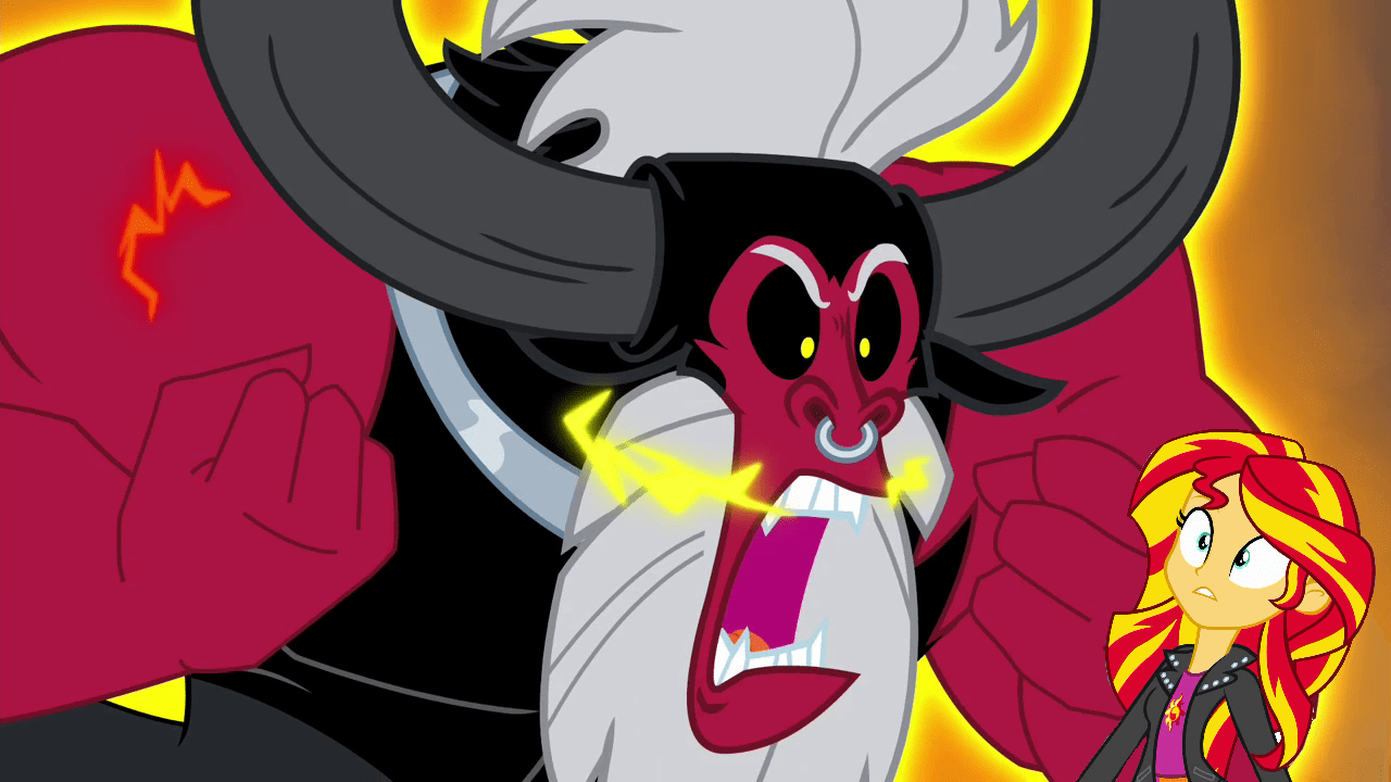 1280x720 safe, artist:avispaneitor, edit, edited screencap, screencap, character:lord tirek, character:sunset shimmer, episode:twilight's kingdom, g my little pony: friendship is magic, my little pony:equestria girls, fake, faker than a three dollar
