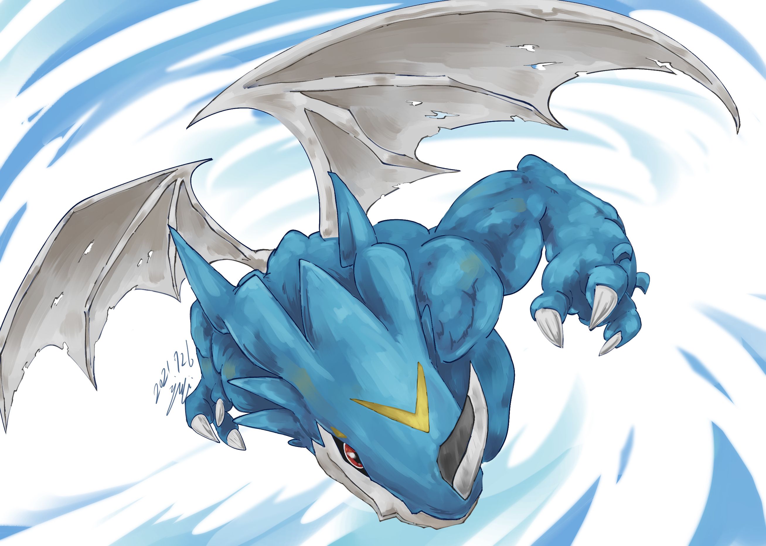2614x1863 ExVeemon: Blue Vortex