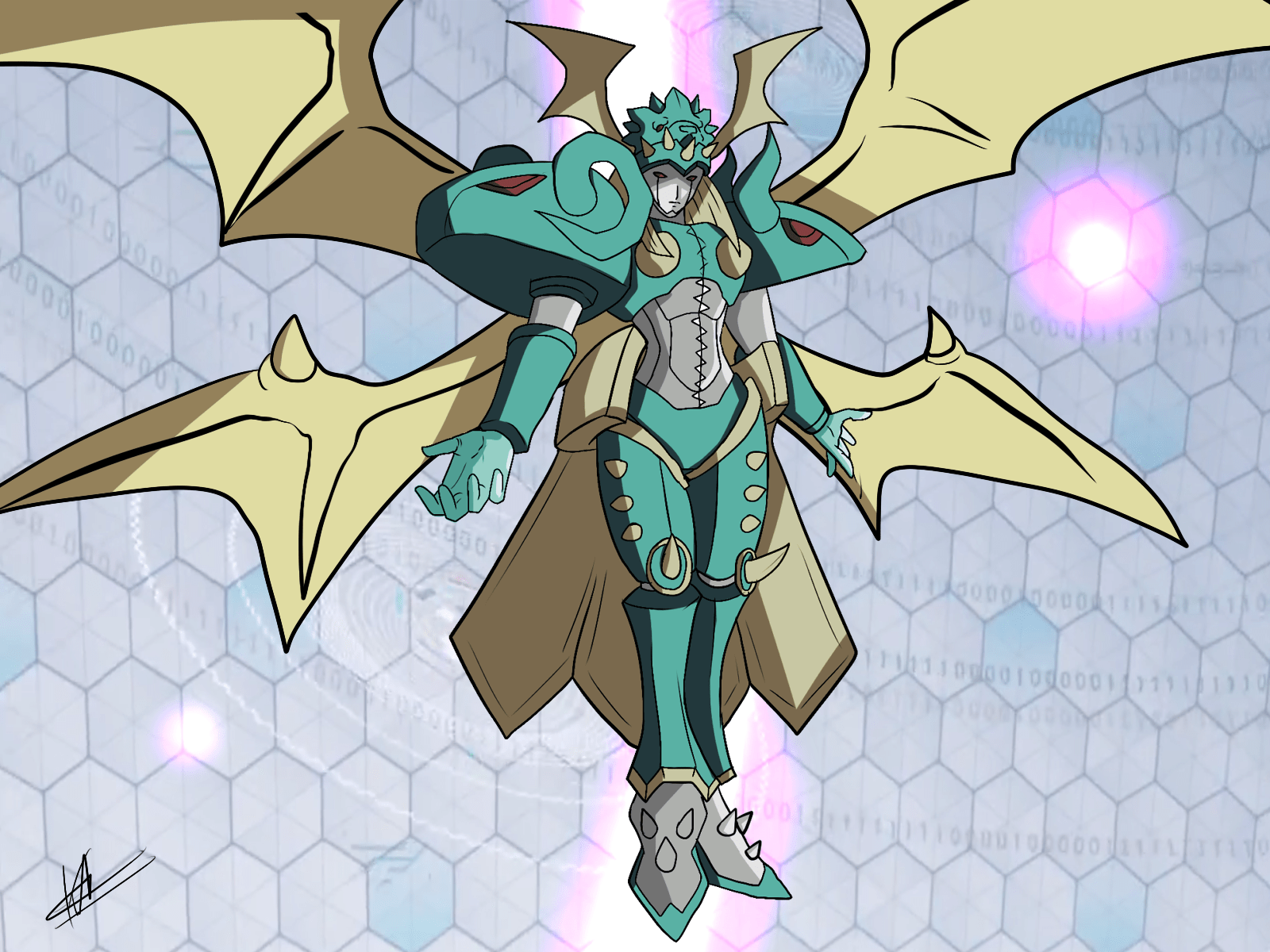 1600x1200 Another commission made for a friend: OPHANIMON FALLDOWN MODE (Still open for commissions if someone wants)
