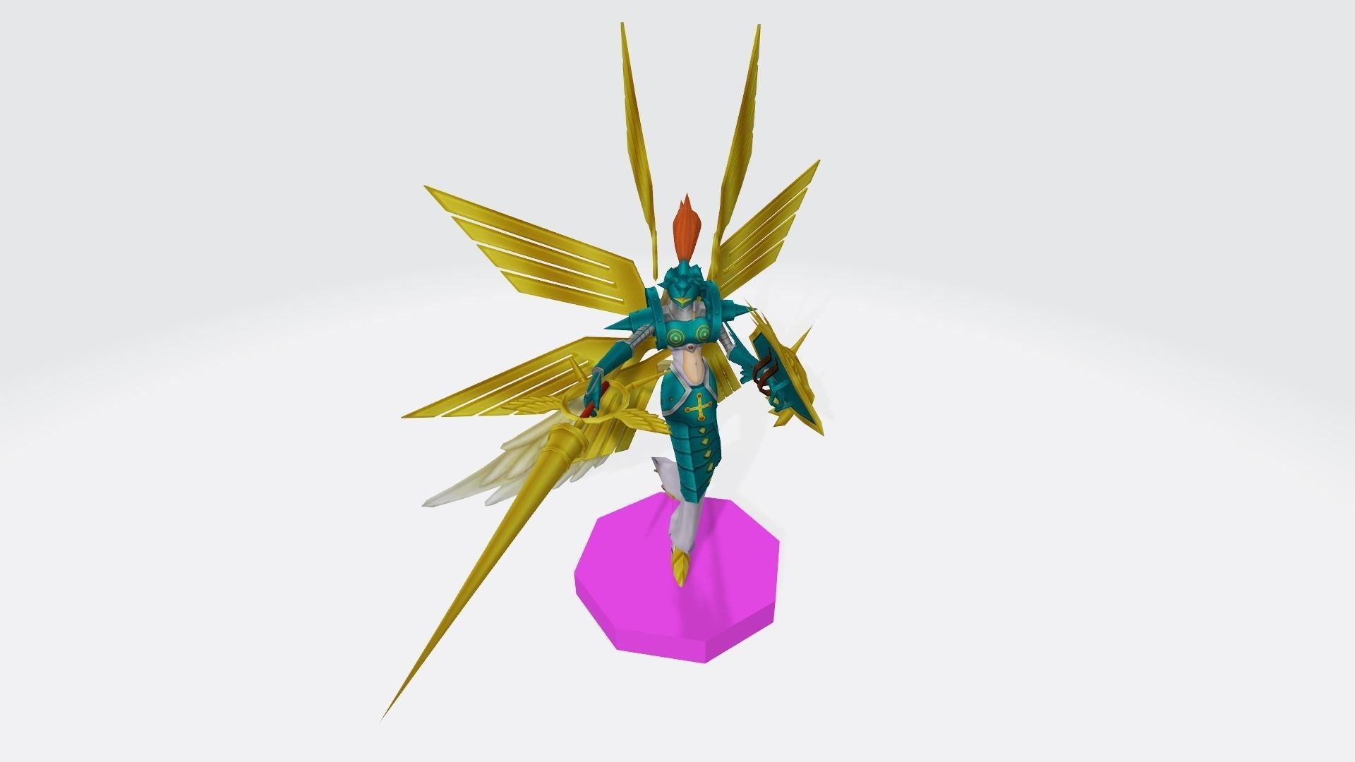 1920x1080 Ophanimon character with wings 3D model 3D printable