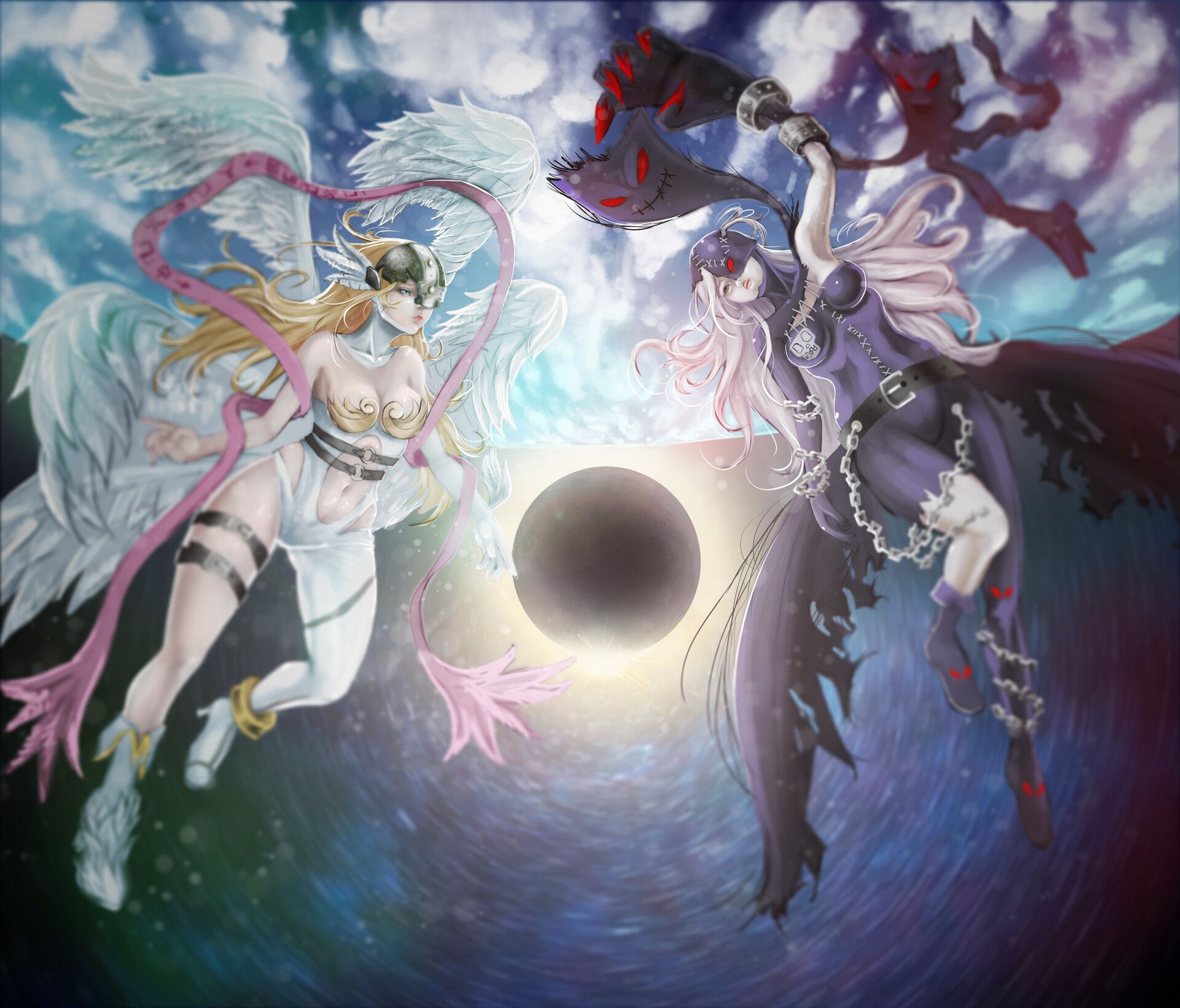 1920x1640 Fan Art Angewomon Ladydevimon De La Serie Digimon