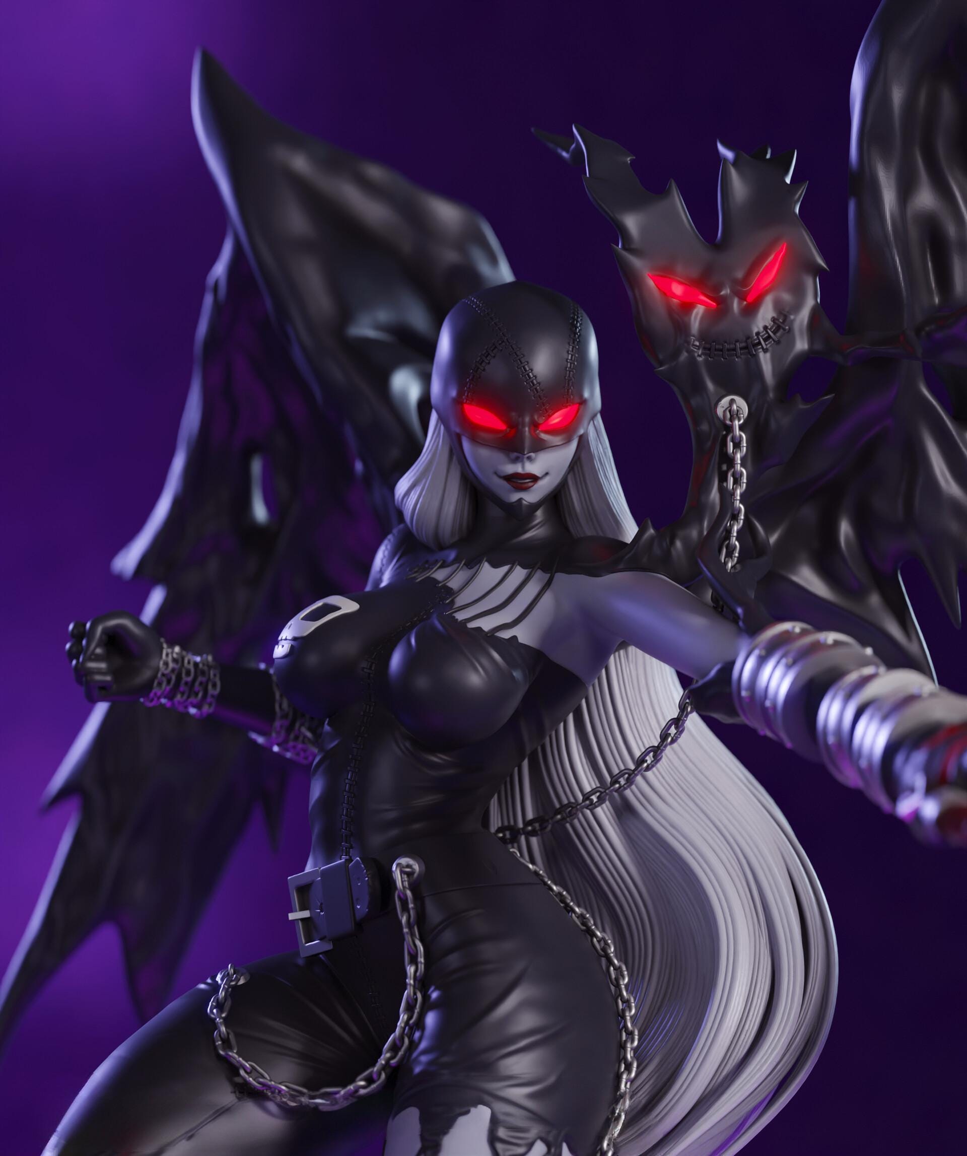 1920x2295 Lady Devimon STL File High Quality Model for Resin Printer Figure 3D Printing Anime Diorama
