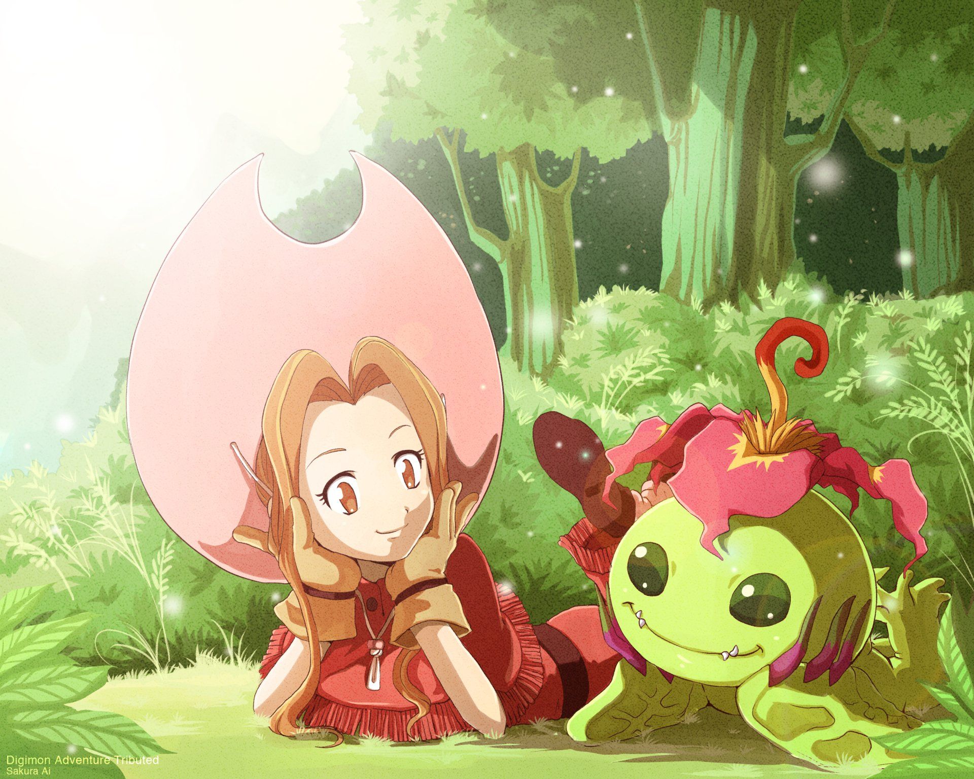 1920x1536 HD Anime Wallpaper: Digimon Adventure in a Lush Forestx2400