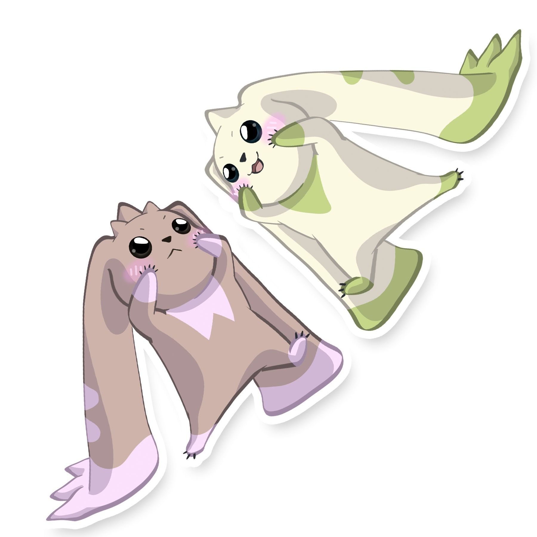 1800x1800 Digimon bunny Twins Vinyl Stickers. Lopmon & Terriermon