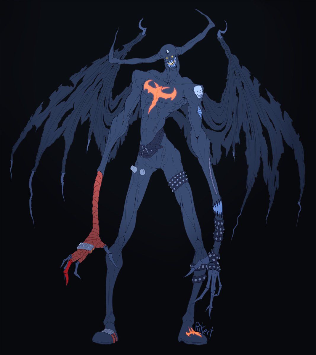 1067x1200 WeirdRikert on X: Devimon (2015) One of the best digimon, so tall, so lanky. Needs more belts though. #digimon #devimon / X