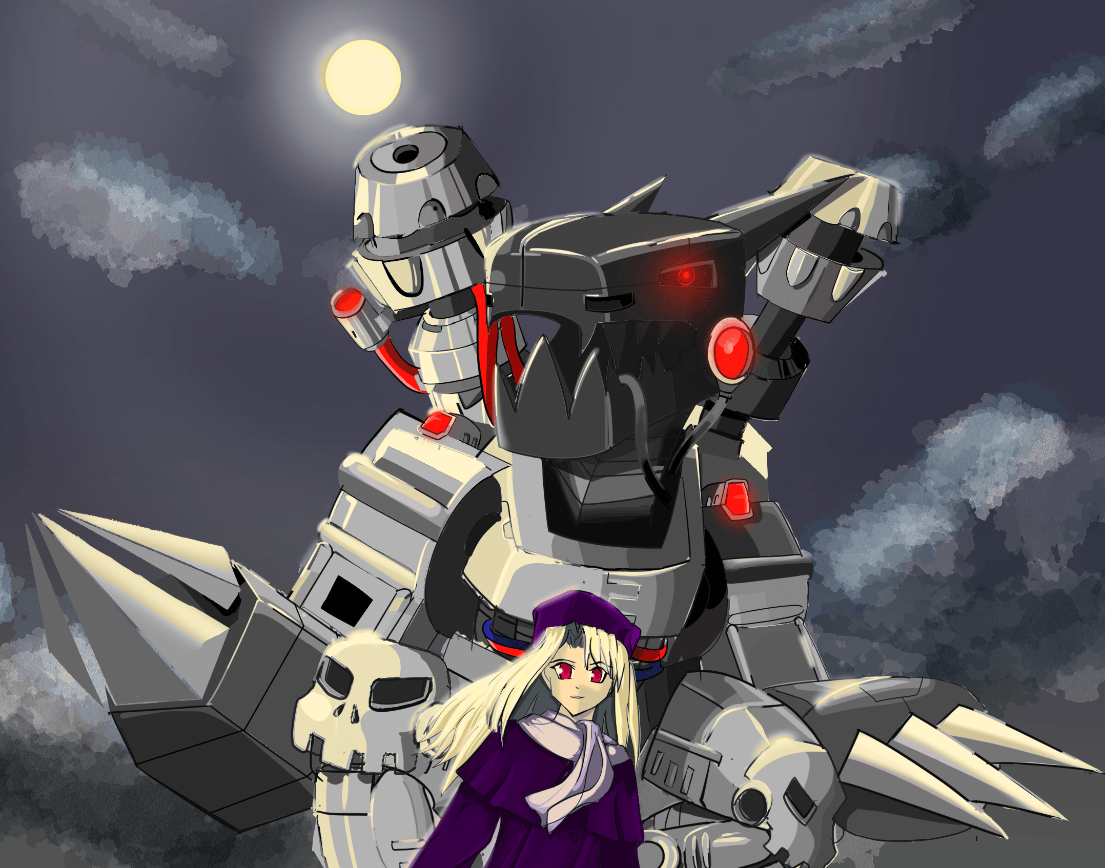 2156x1694 Illya & Machinedramon (Fate Stay Night X Digimon)