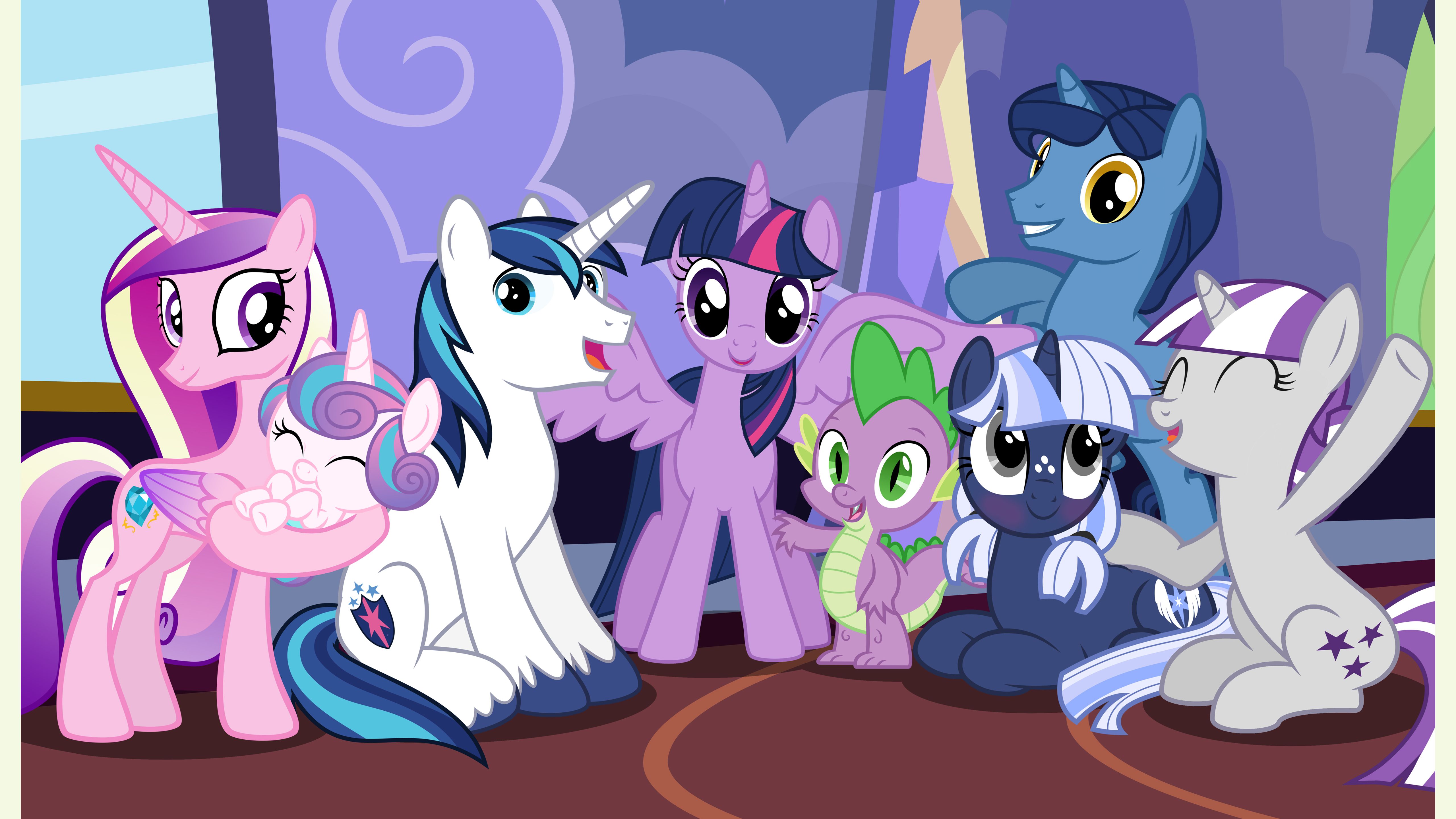 5120x2880 Flurry Heart Night Light Princess Cadance Shining Armor Spike Twilight Sparkle 4K 5K HD My Little Pony Friendship is Magic Wallpaper