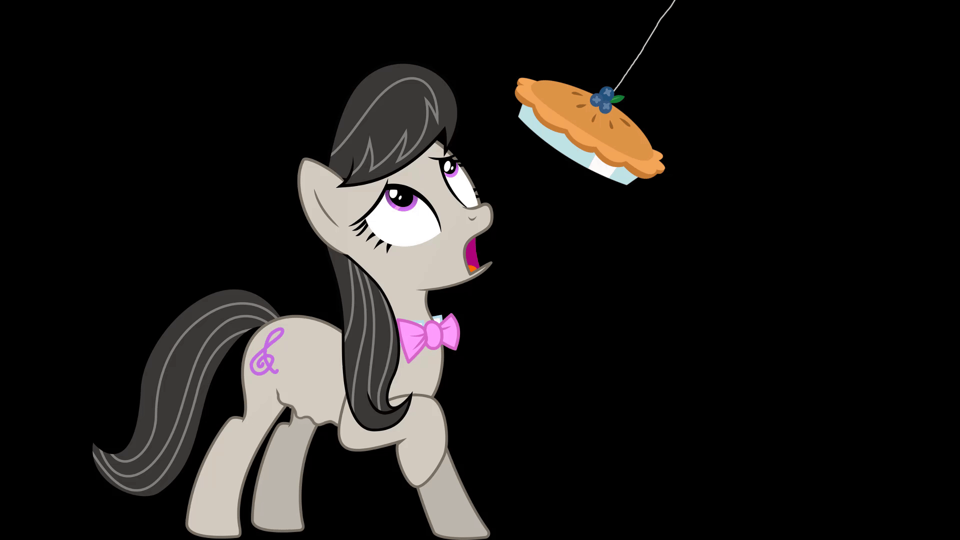1920x1080 safe, artist:hungryponies, derpibooru import, octavia melody, earth pony, pony, animated, bowtie, drool, female, food, gif, hungry, mare, pie, solo, starving, stomach growl, stomach noise, teasing