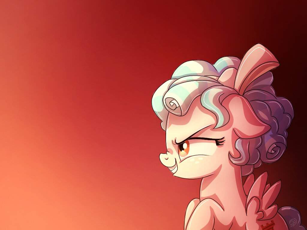 1024x768 safe, artist:golden bloom, cozy glow (mlp), equine, fictional species, mammal, pegasus, pony, feral, friendship is magic, hasbro, my little pony, 2d, bow, evil grin, female, filly, foal, grin, hair accessory