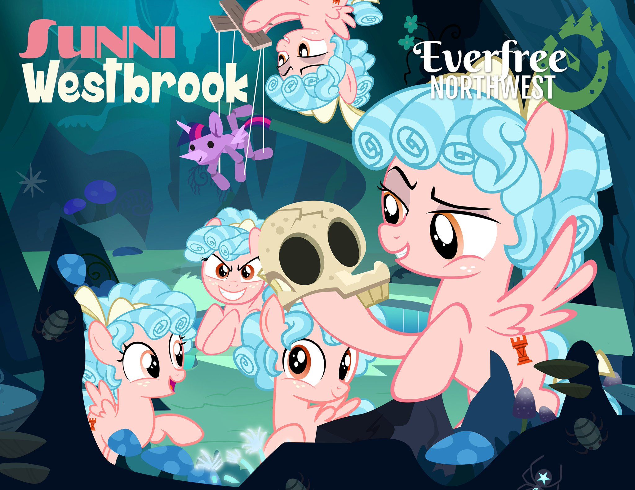 2048x1583 safe, artist:pixelkitties, derpibooru import, cozy glow, twilight sparkle, twilight sparkle (alicorn), alicorn, pegasus, pony, school raze, cave, cave pool, cozy closet, everfree northwest, female, filly, mirror pool, multeity, pixelkitties