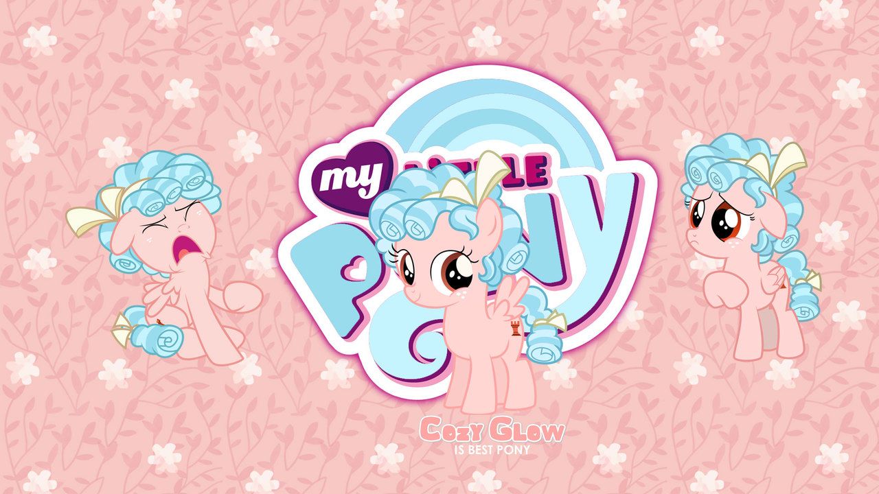 1280x720 safe, artist:hornik cozy glow, pegasus, pony, g best pony, female, filly, foal, my little pony logo, solo, wallpaper