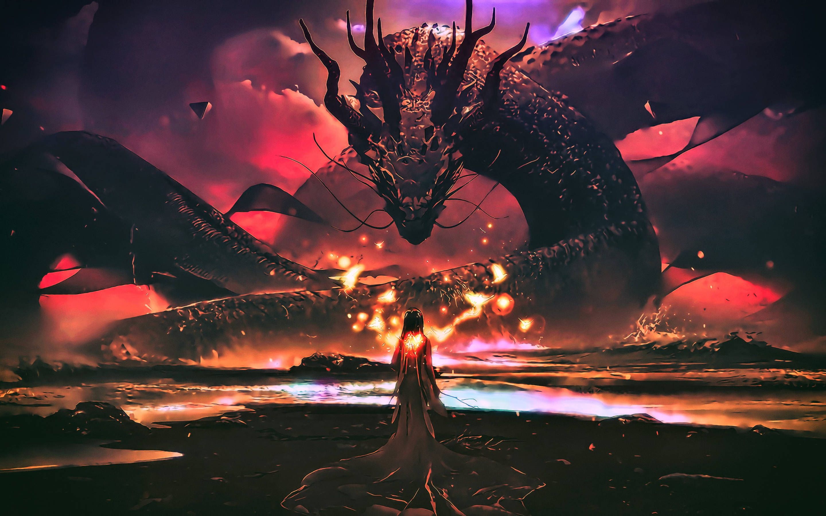 2880x1800 Download Big Dragon Enemy For iPhone Screens Wallpaper