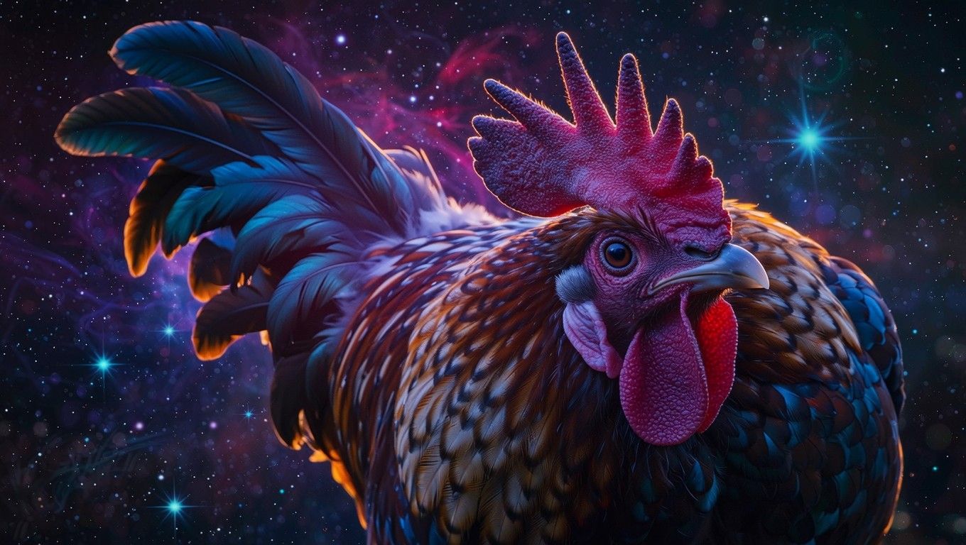 1360x768 Download Moonlit Rooster Silhouette Image, Rooster, Stars
