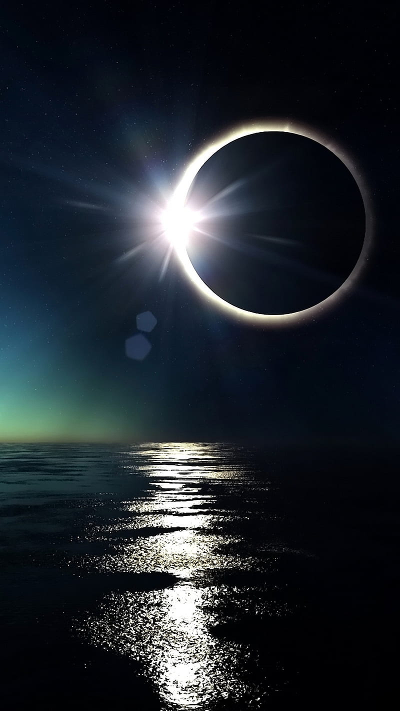 800x1422 Eclipse, moon, sea, sun, HD phone wallpaper